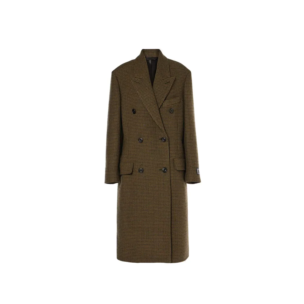 Acne Studios Checked Double-Breasted Wool Blend Coat
