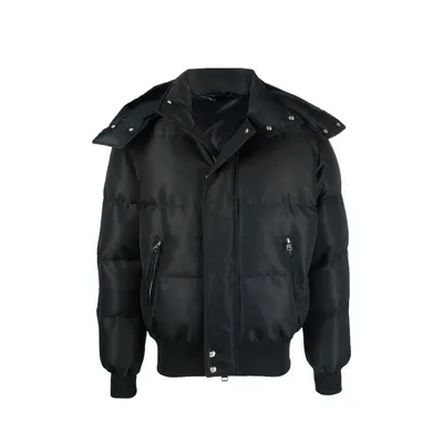 Alexander McQueen ブラックのボンバージャケット Wool Blend Padded Bomber