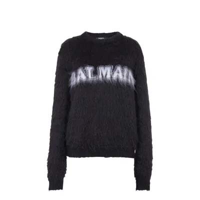 Balmain ブラックのニット Logo Pullover