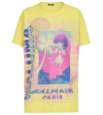 Balmain イエローのTシャツ T-Shirt Maluma Print Yellow