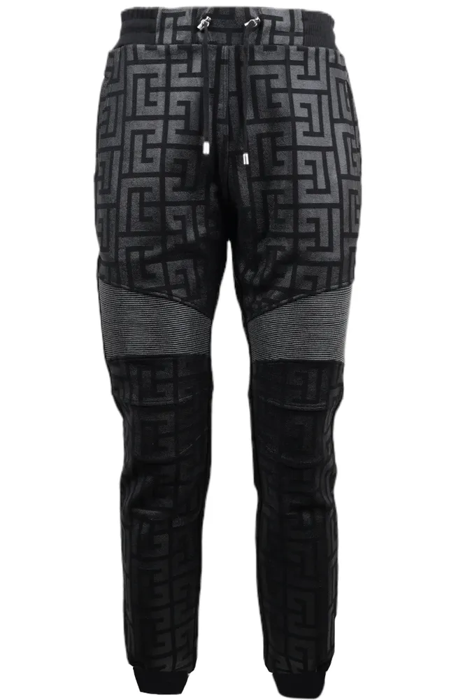 Balmain Trousers Jogging Print Black