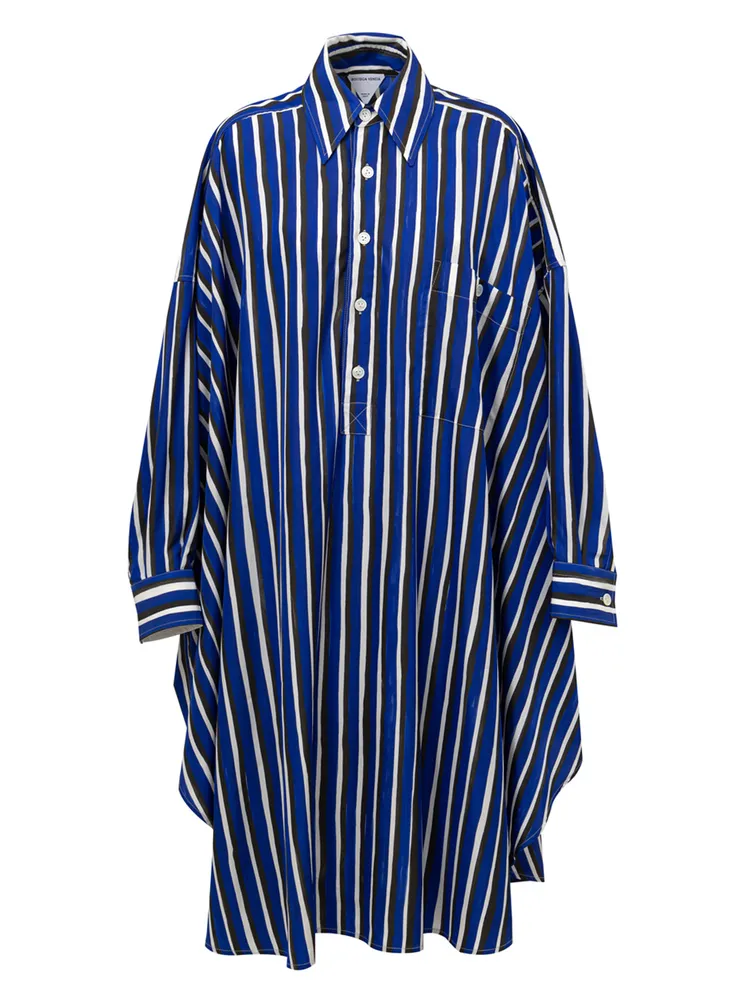 Bottega Veneta Shirt-Style Long Dress Blue