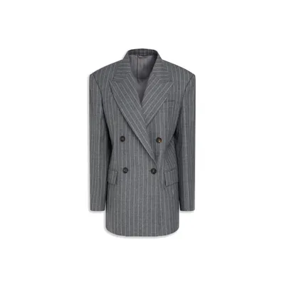 Brunello Cucinelli グレーのブレザー Pinstriped Wool Blazer
