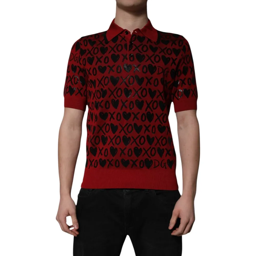Dolce & Gabbana Red XOXO Print Polo Shirt