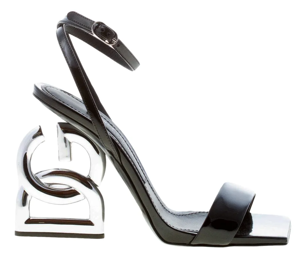 Dolce & Gabbana Sandalo Vitello Glossy Sandals Black