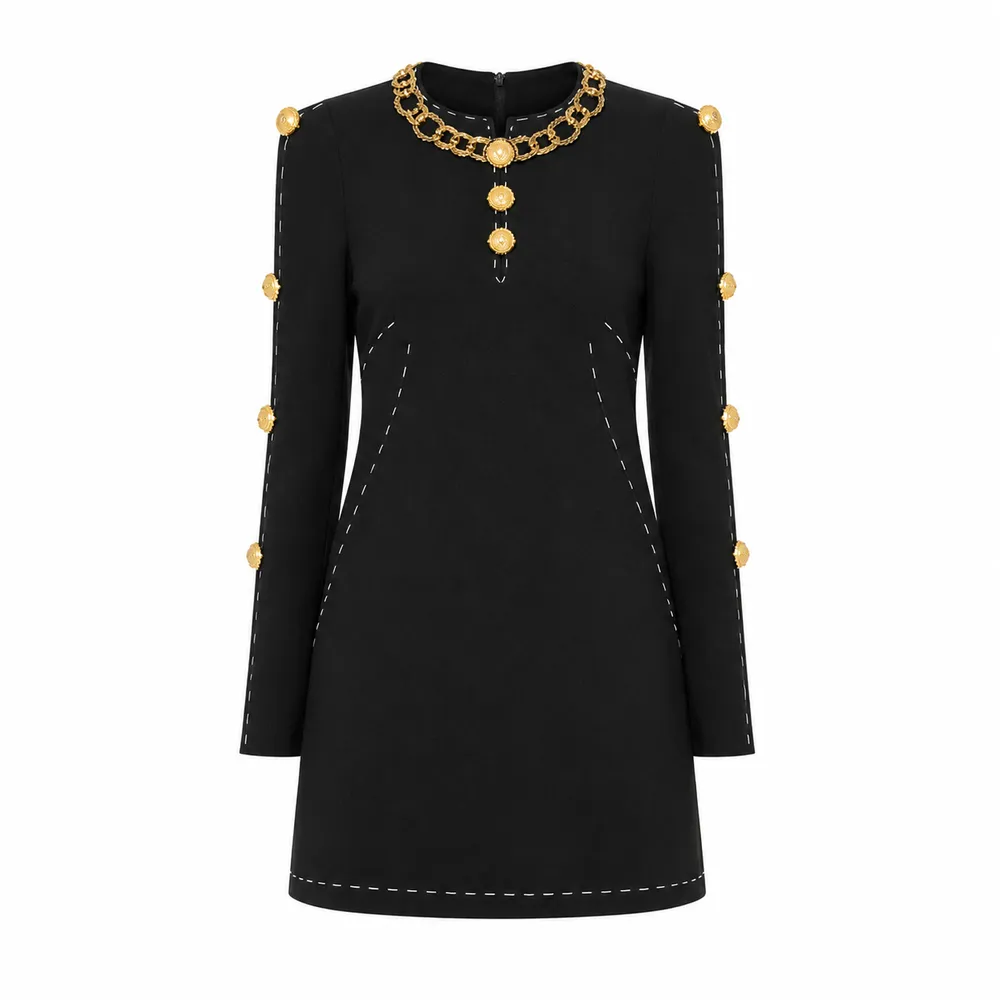 Dolce & Gabbana Dress Dettagli Oro Black