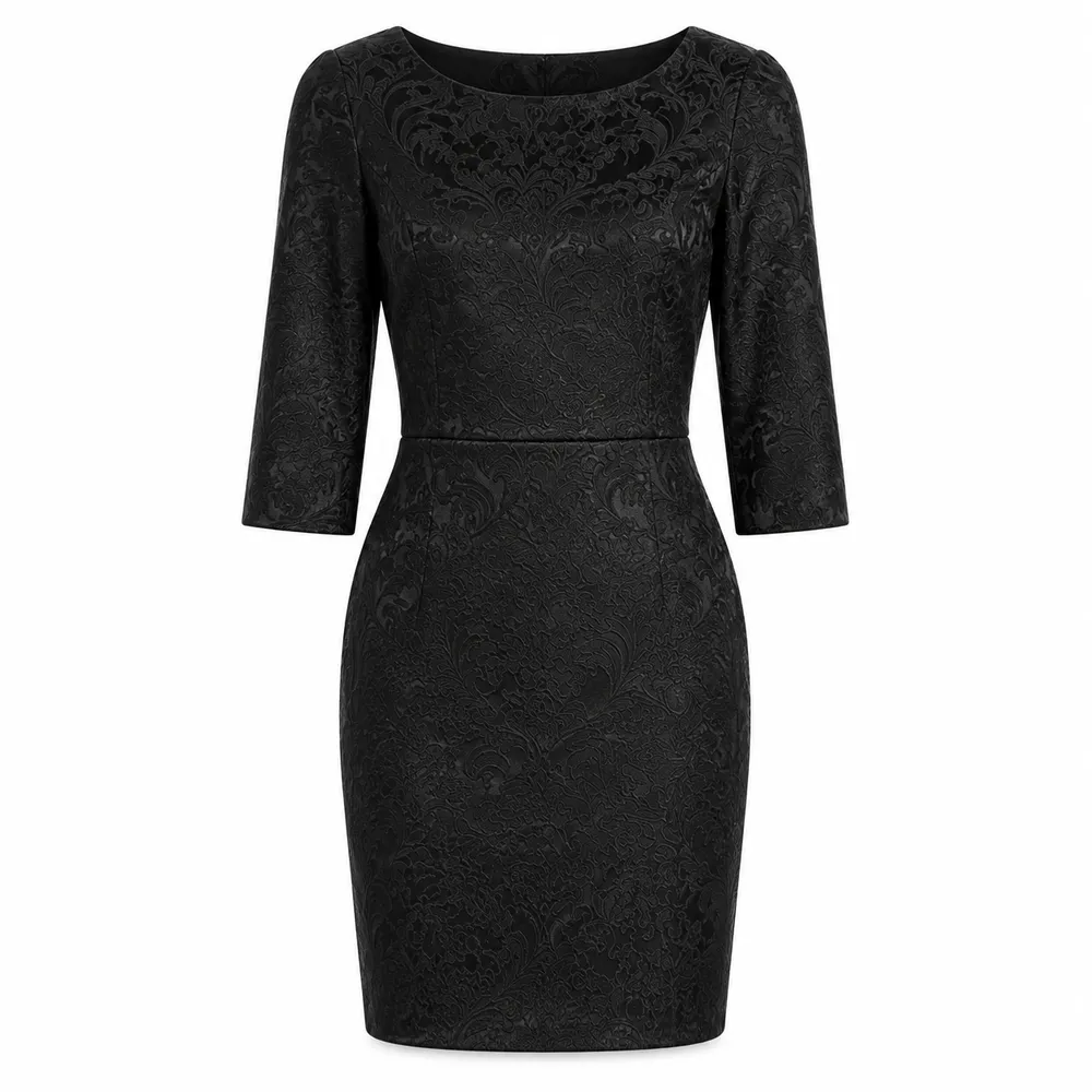Dolce & Gabbana Dress Sleeve Short Embroidered Black