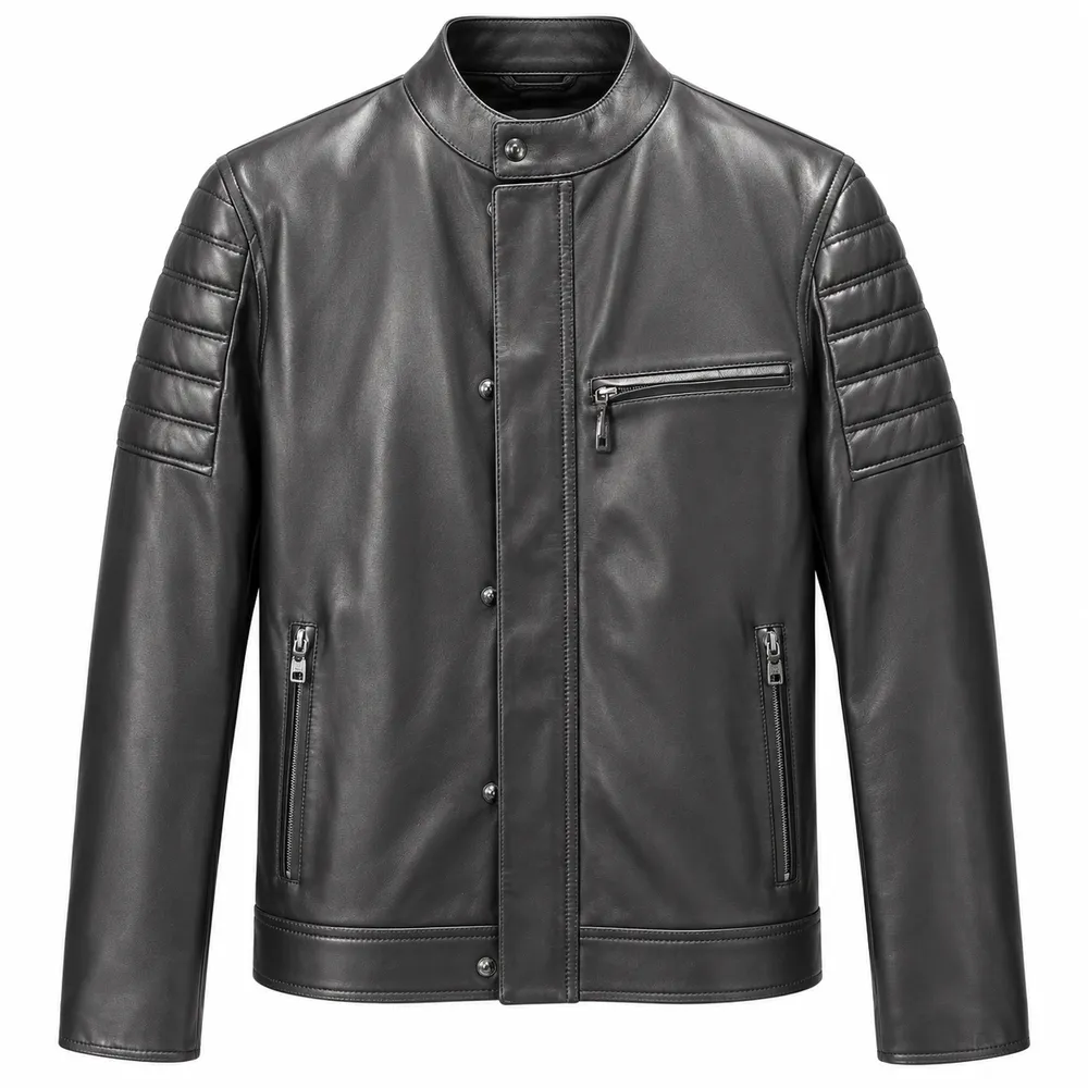 Dolce & Gabbana Jacket Leather Bottoni Black