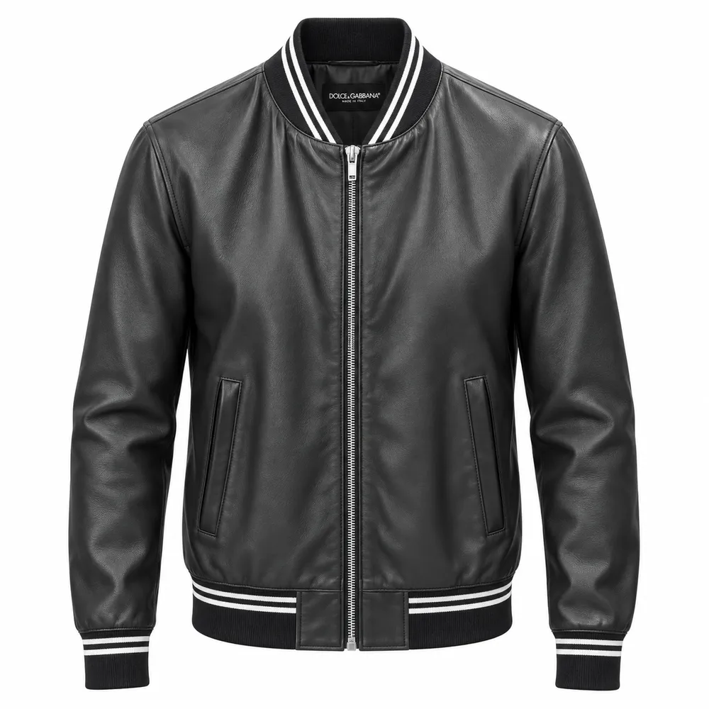 Dolce & Gabbana Bomber Leather Sintetica Black