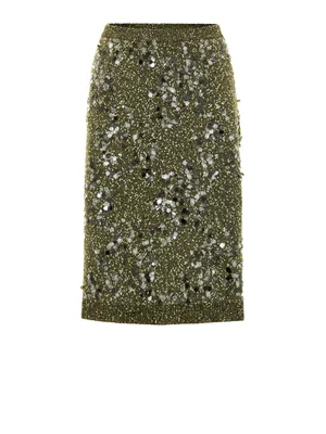 Gucci グリーンのニット Military Green Sequined Knit Skirt