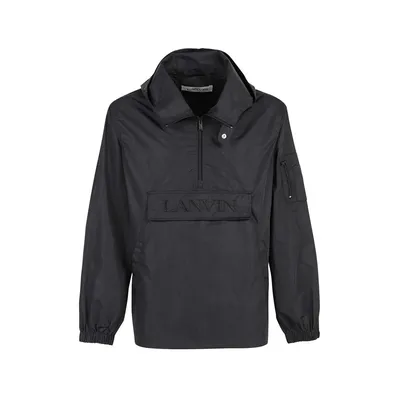 Lanvin ブラックのパーカー Logo Hooded Windbreaker