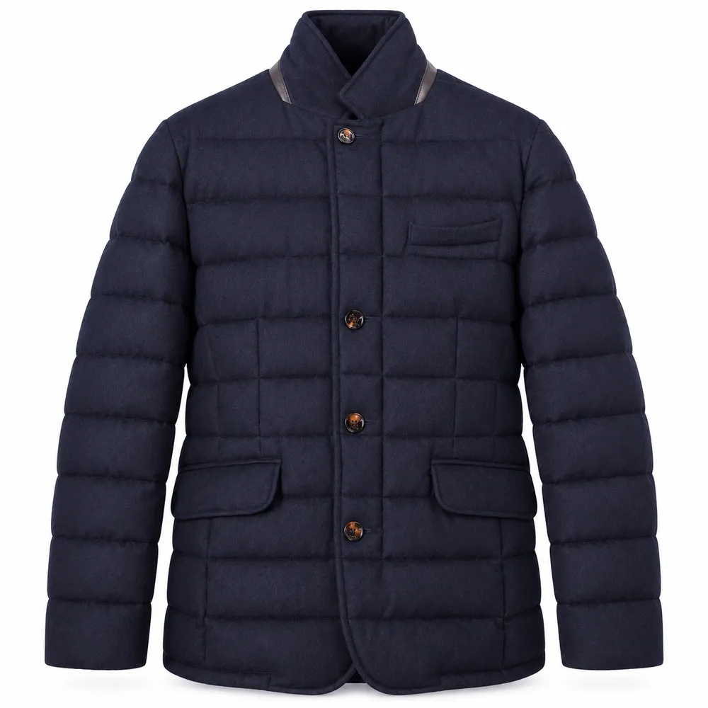 Moorer Jacket Quilted Wool Navy Blue