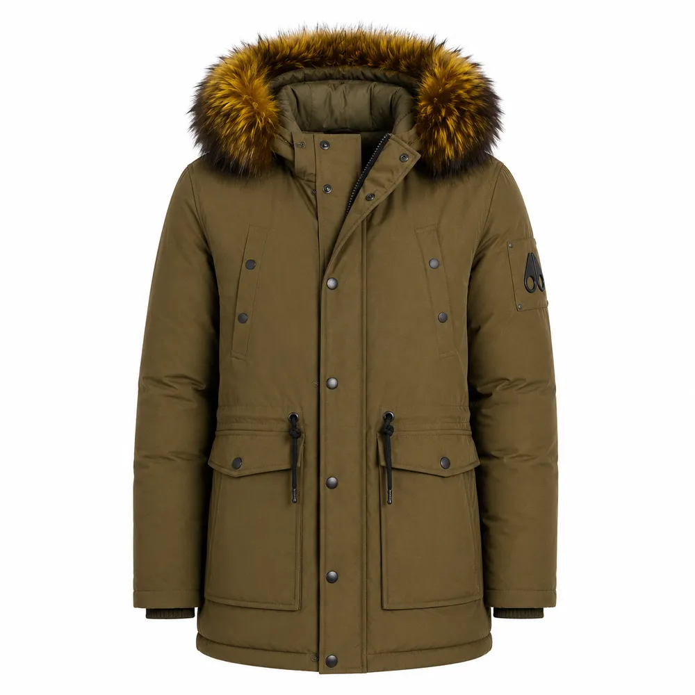 Moose Knuckles Jacket Long Hooded Green