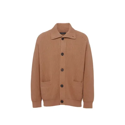 Prada ブラウンのカーディガン Ribbed Knit Cashmere Cardigan