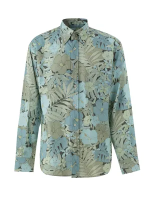 Tom Ford ブルーのシャツ Floral Print Shirt in Light Blue