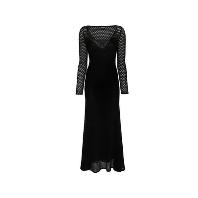 Tom Ford ブラックのワンピース Lurex Crochet Maxi Dress